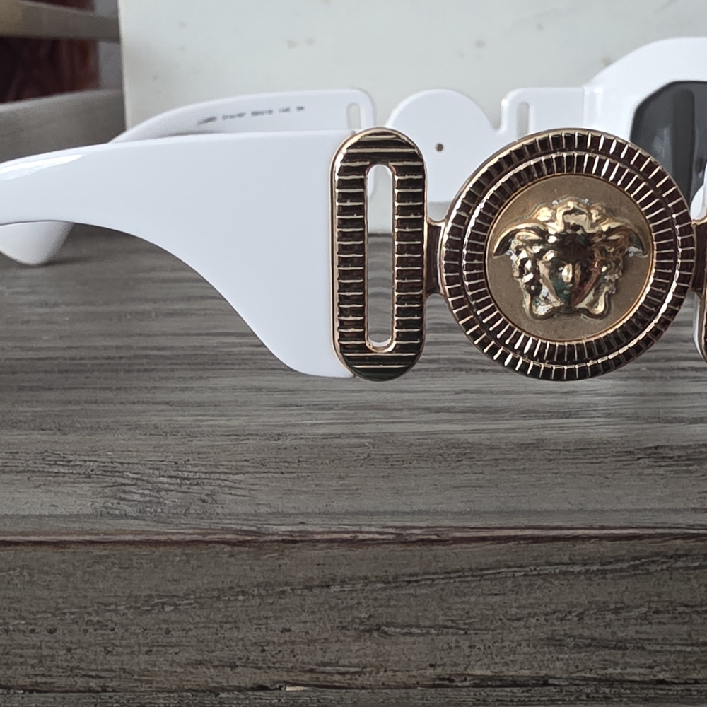Versace White Sunglasses with Gold Medusa Detail